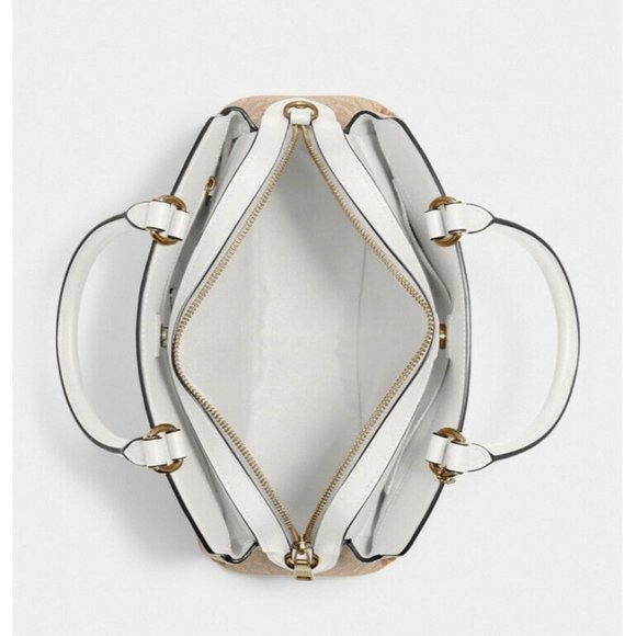 COACH NWT $428 Lillie Carryall Handbag Gold/Chalk) Signature Canvas Detachable - Picture 3 of 12